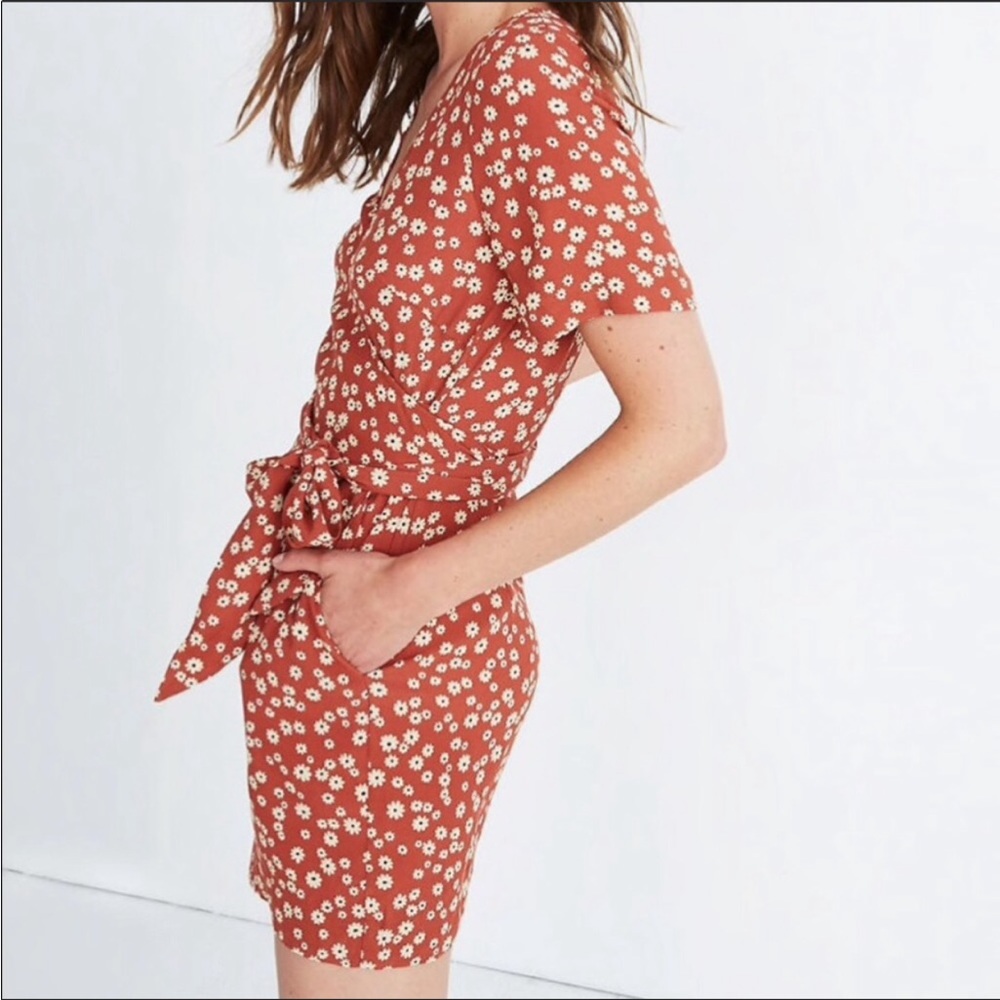 Madewell Floral Wrap Front V Neck Romper Sz 4